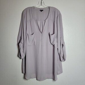 Torrid Harper Top Plus Size 5X Purple‎ Tab Sleeve Pockets Pullover Blouse